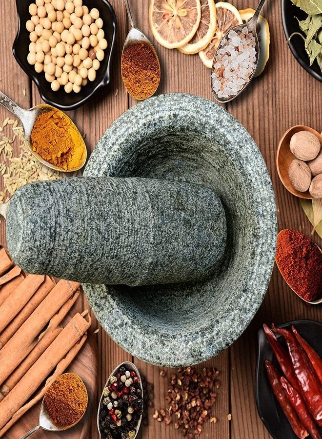 EZAHK Stone Mortar Pestle Set Bowl Type, Okhli, Mixer, Natural & Traditional Grinder, Musal, Heavy Duty for Kitchen, Making for Spices (5 in) - Image 3